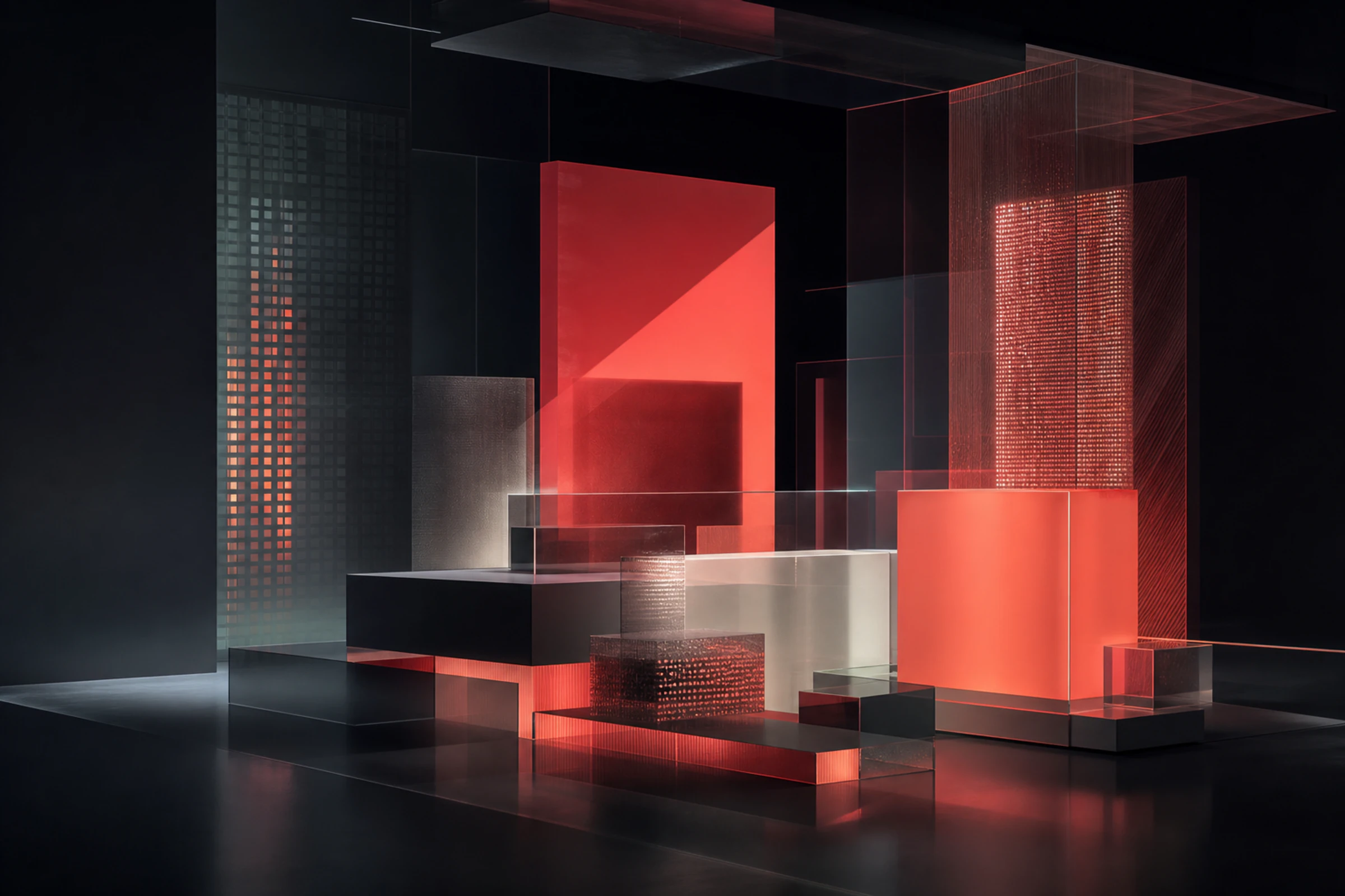 Modular digital campaign with luminous graphic forms